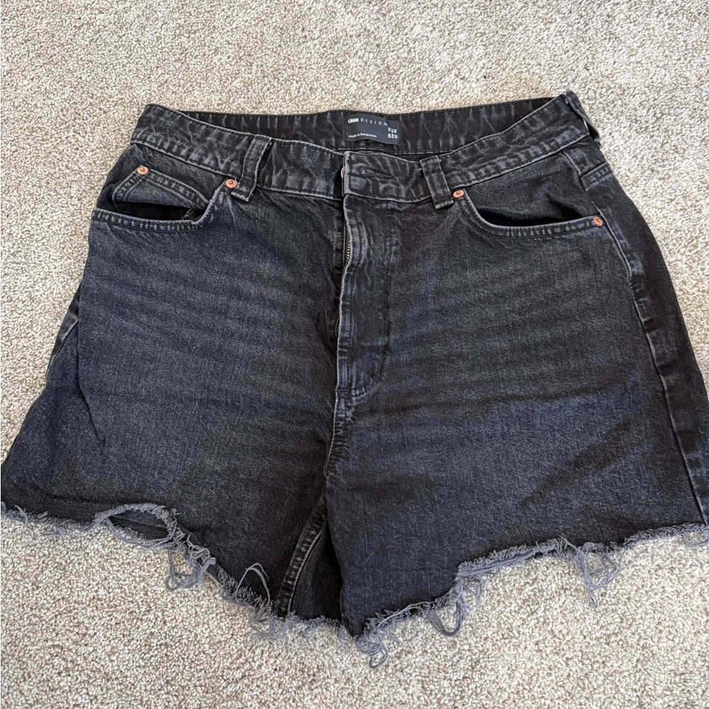 ASOS Distressed Black Denim Shorts